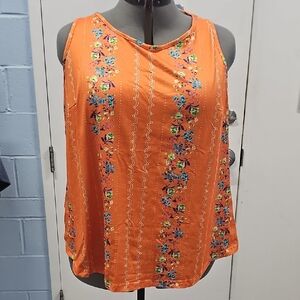 Floral Orange Sleeveless Top